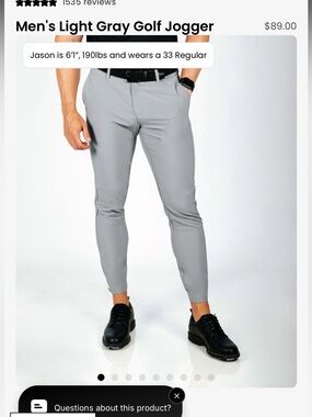 Men's Light Gray Golf Jogger Pants